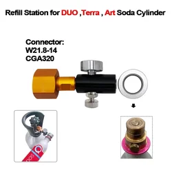 Quick Connect Pink Soda Co2 Cylinder Tank Refill Fill Station Adaptor Fit SodaStream Cylinder With W21.8-14 CGA320 Connect