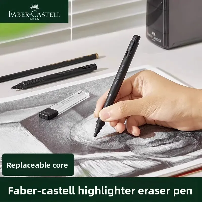 Faber-Castell Precision Tip Pen-Style Eraser Refillable Round 2.5mm Retractable Pencil Eraser Professional Drawing Rubbing Out