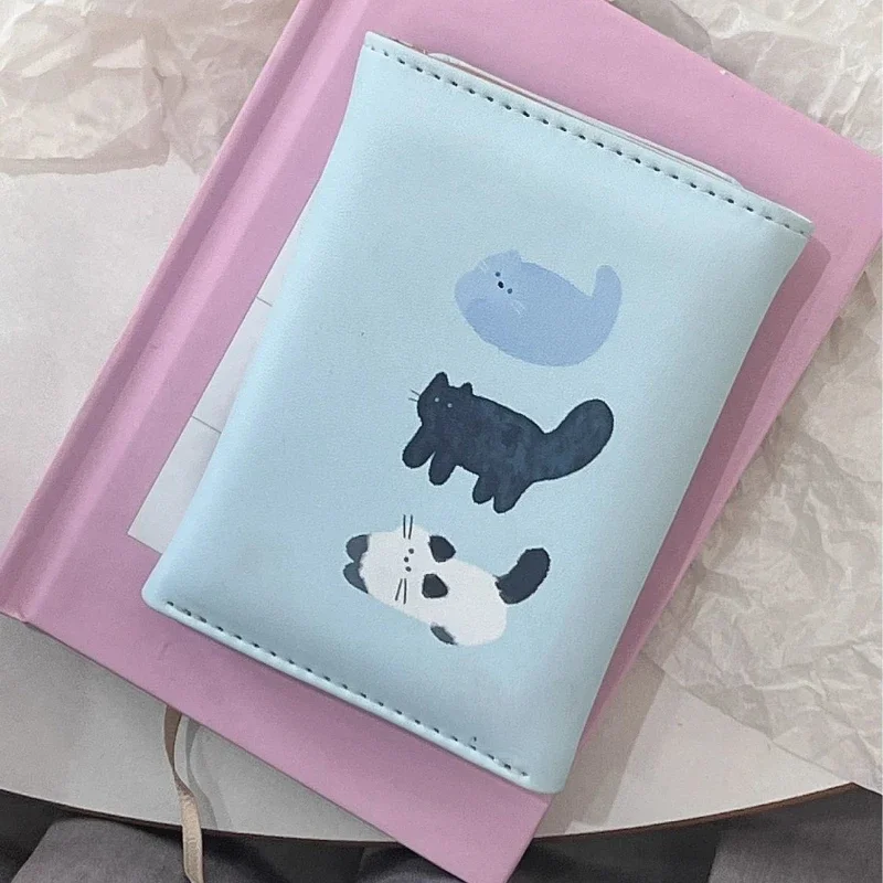 BOMO Wallets for Women PU Leather Cartoon Cute Cat Print Pretty Purses Fashion Kawaii Short Wallet Lady Coin Purse Aesthetic Bag