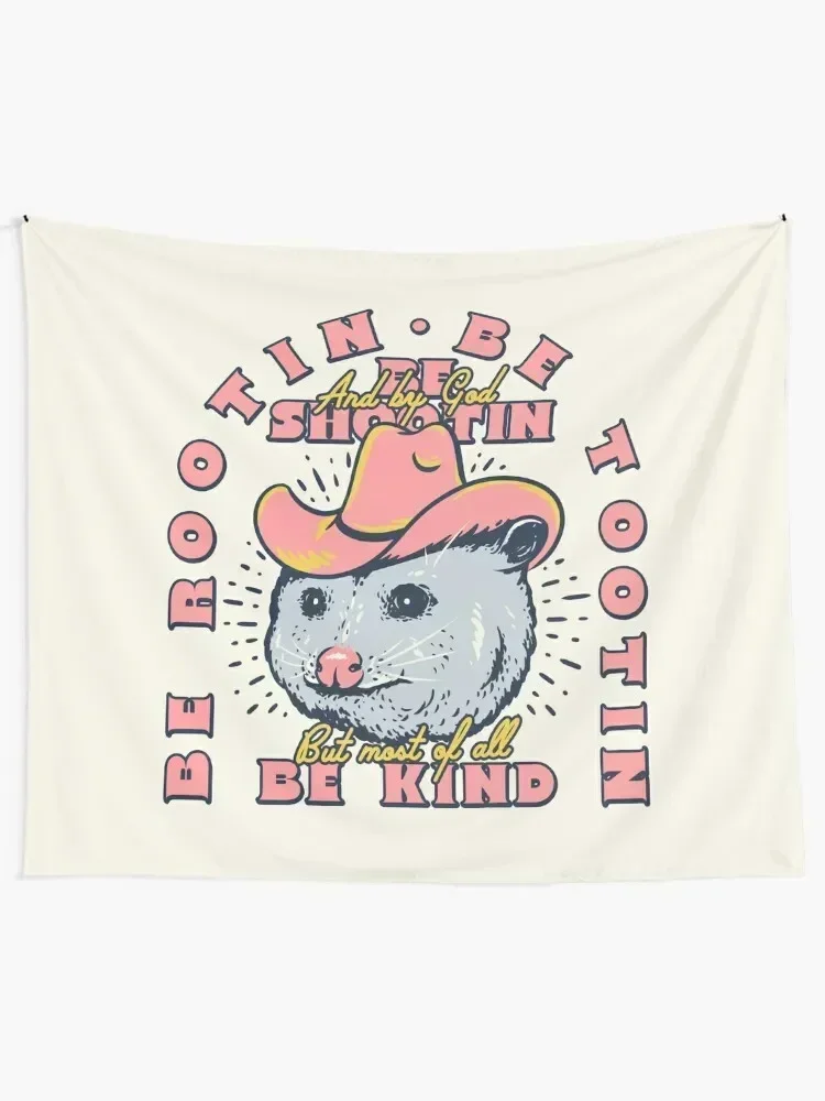 Rootin Tootin Shootin Possum | Opossum Cowboy Advice | Space Cowgirl Country Style | Possum Pet Mat Bandana Tapestry