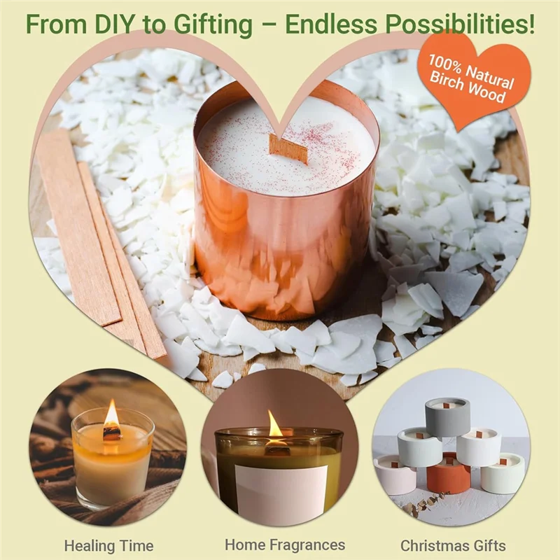 

【Lowest-Price!】Wood Wicks For Candles-100 Natural Wicks Plus 100 Metal Keepers, Perfect For DIY, Home Decor, Presents Gift