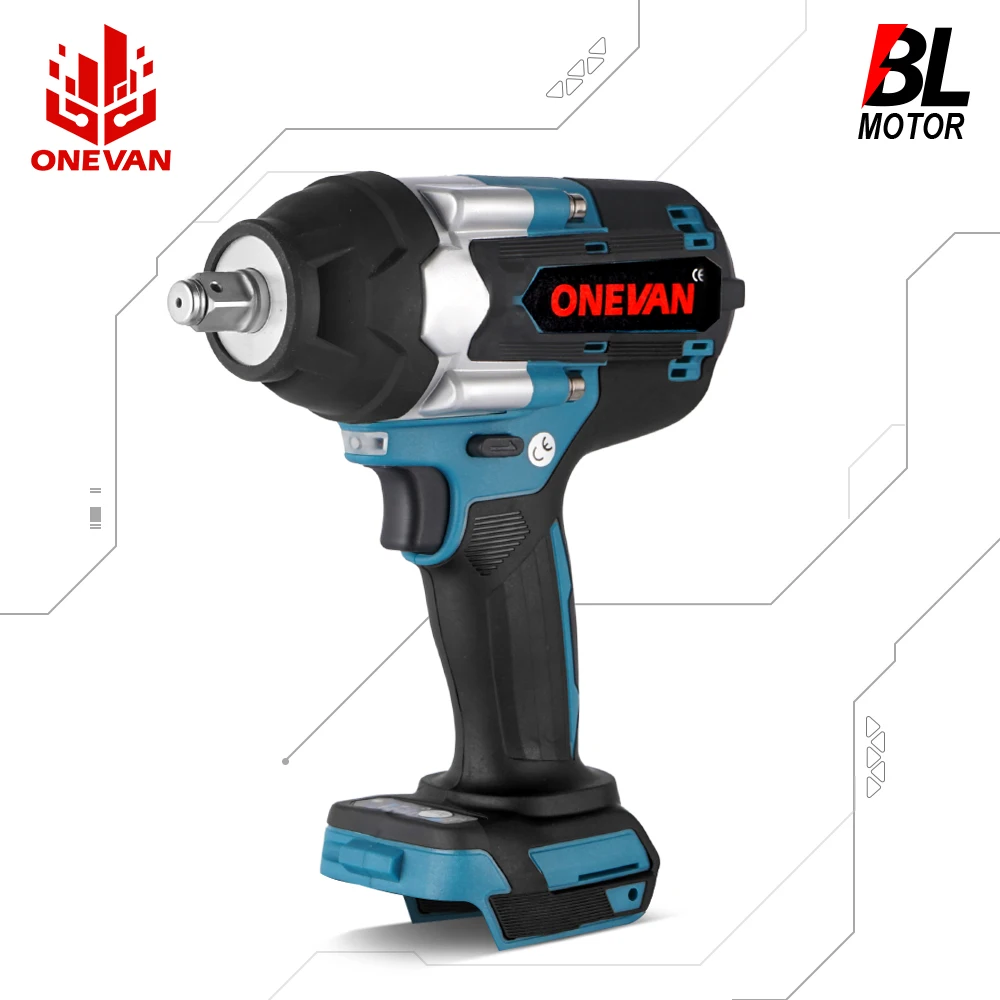 Onevan-brushless Chave Elétrica de Impacto Chave de Fenda sem Fio Ferramentas Elétricas para Makita Bateria 18v 3gear High Torque 1800n.m
