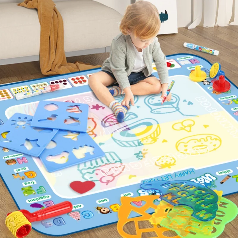 100x80 ซม.Magic Water Drawing MAT สี Doodle Drawing BOARD พร้อมปากกาแบบใช้ซ้ําได้ Montessori จิตรกรรม BOARD ของเล่นเพื่อการศึกษาของขวัญ