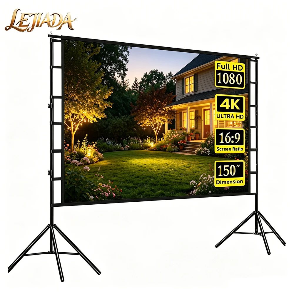 

LEJIADA New 210cm High Anti-Light 4K HD Double Triangular Metal Bracket Portable Foldable Thicken Projection Screen 84inch