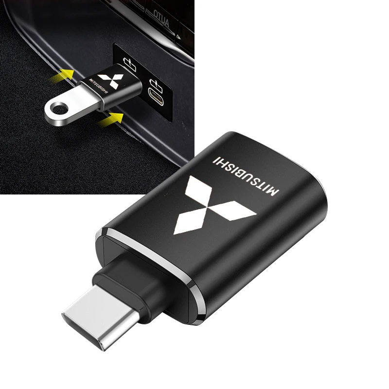 Car charging adapter TypeC to USB converter For Mitsubishi Lancer 7 8 I200 Pajero Montero Sport Outlander ASX Mirage Eclipse