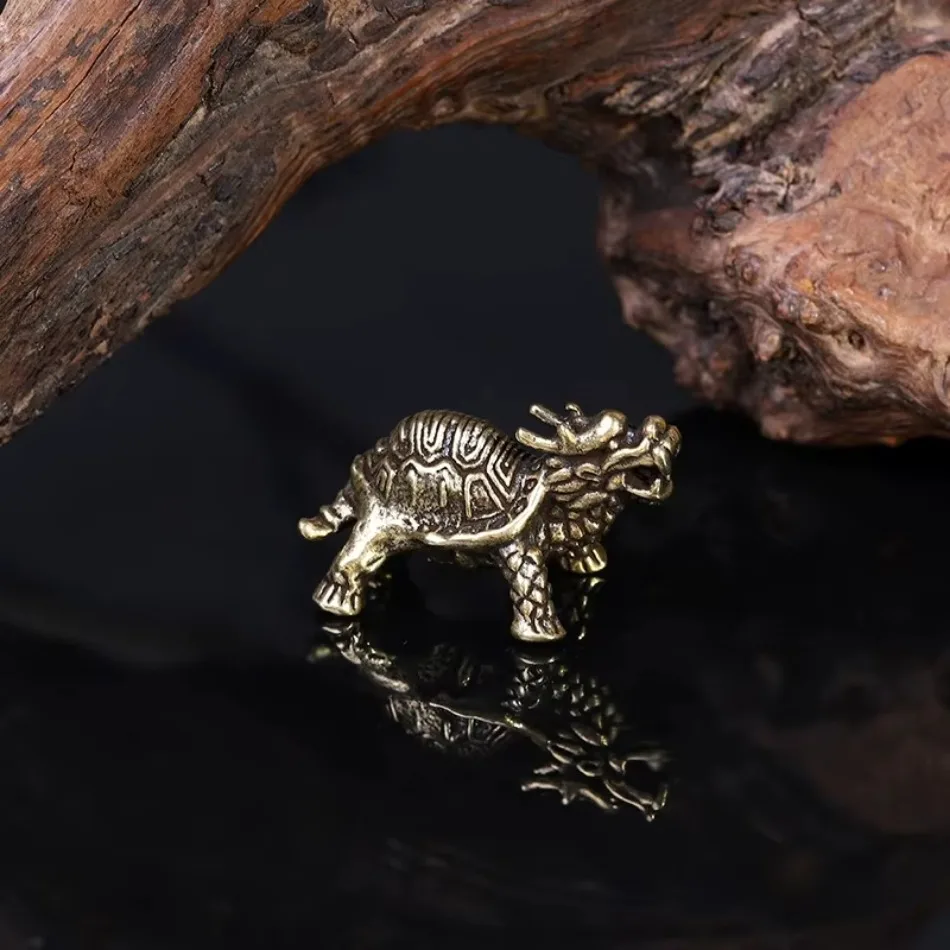1 Pcs Handmade Brass Dragon Turtle Pendant Car Keychain Pendant Decoration for Both Men and Women Fashionable Retro Pendant