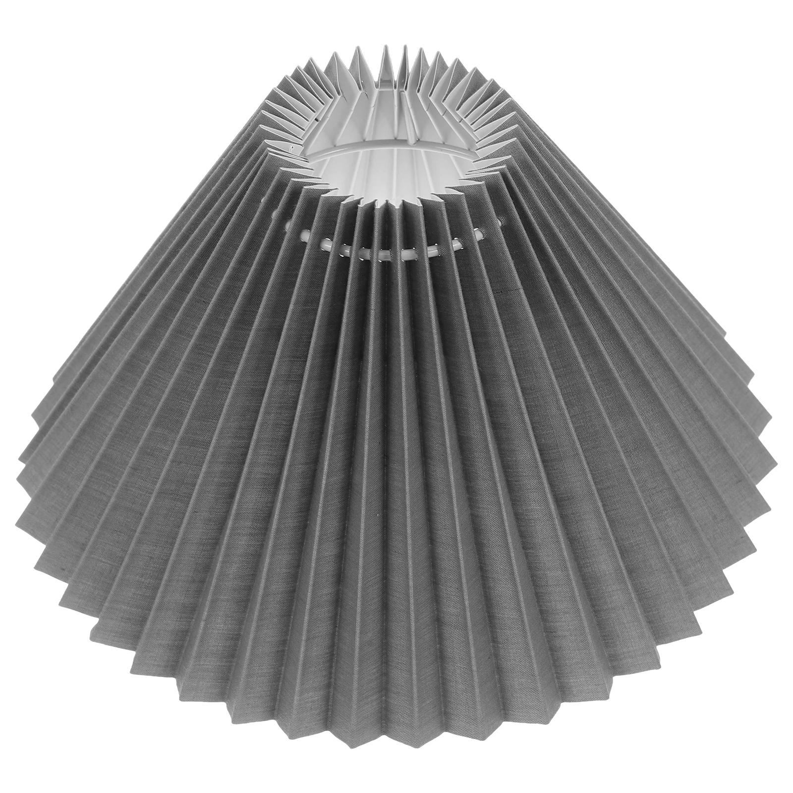 

PVC Fabric Lampshade Grey Color Detachable Cover Bedroom Living Room Table Lamp Shades Pleated Design Retro Style Lighting