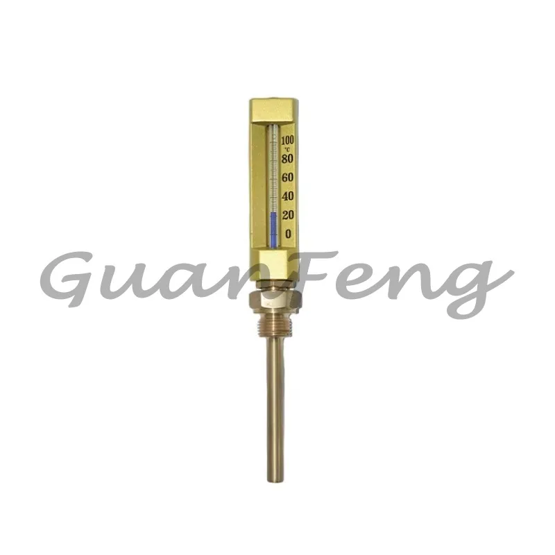 Shockproof High Temperature V-Type Thermometer, Metal Guard Cover Thermometer for Marine Boiler Duct Air Conditioning