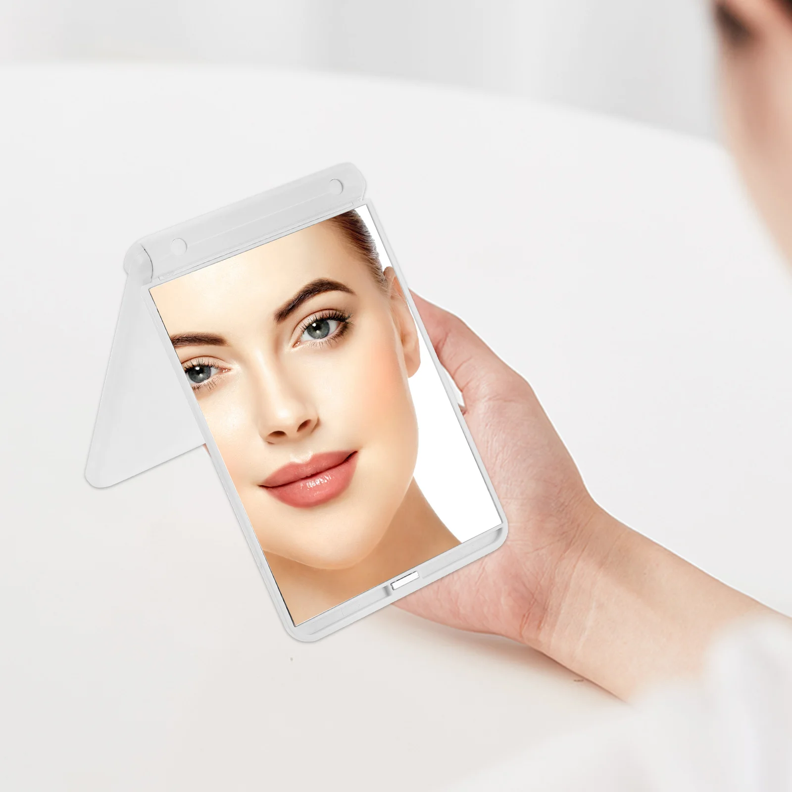 

Handheld LED Makeup Mirror Outdoor Two-sided Light Portable Small for Purse Mini