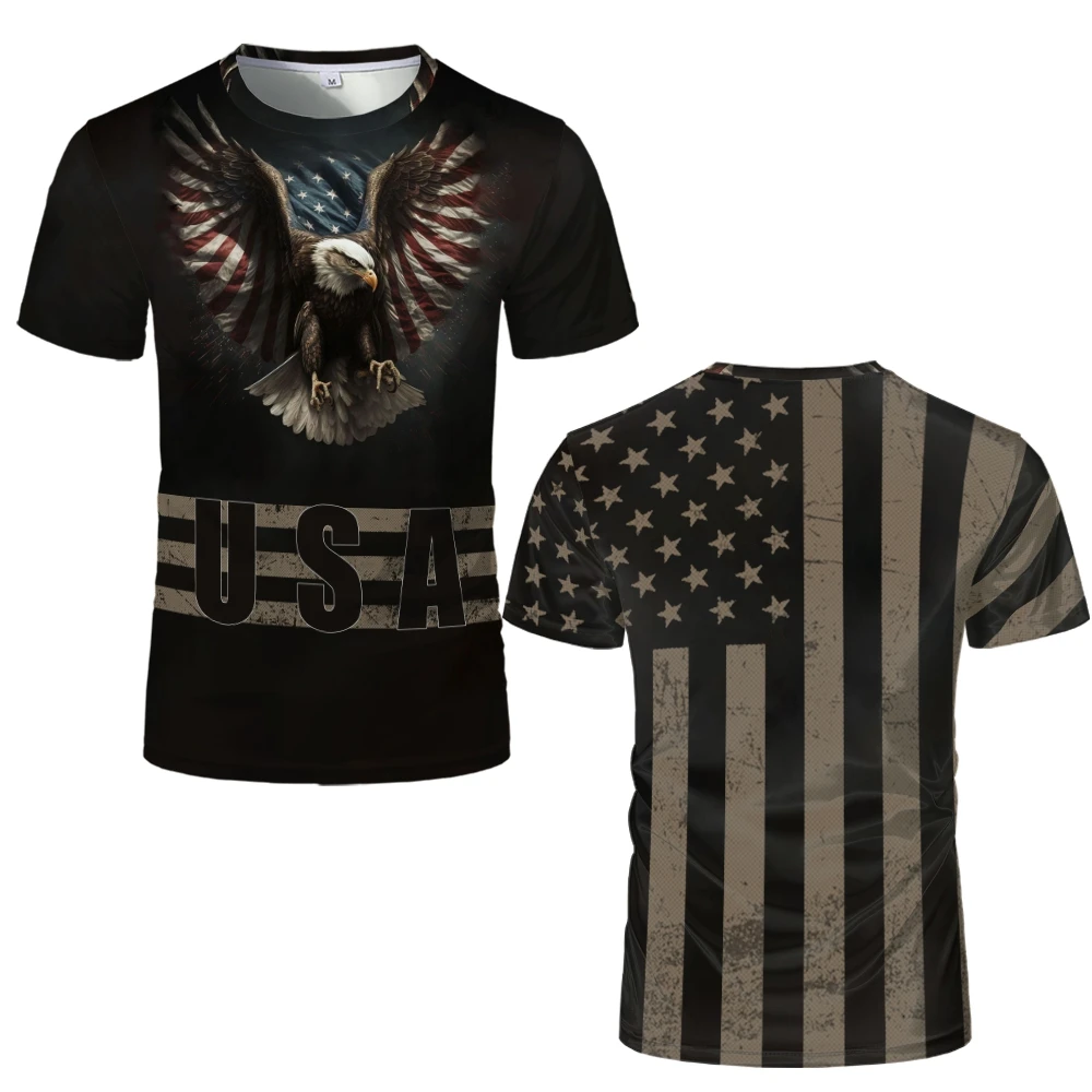 American Flag Graphic T Shirts Usa Stripe Letter 3d Printed Trendy Causal Comfortable Streetwear Mens Kids Summer O-neck T-shirt