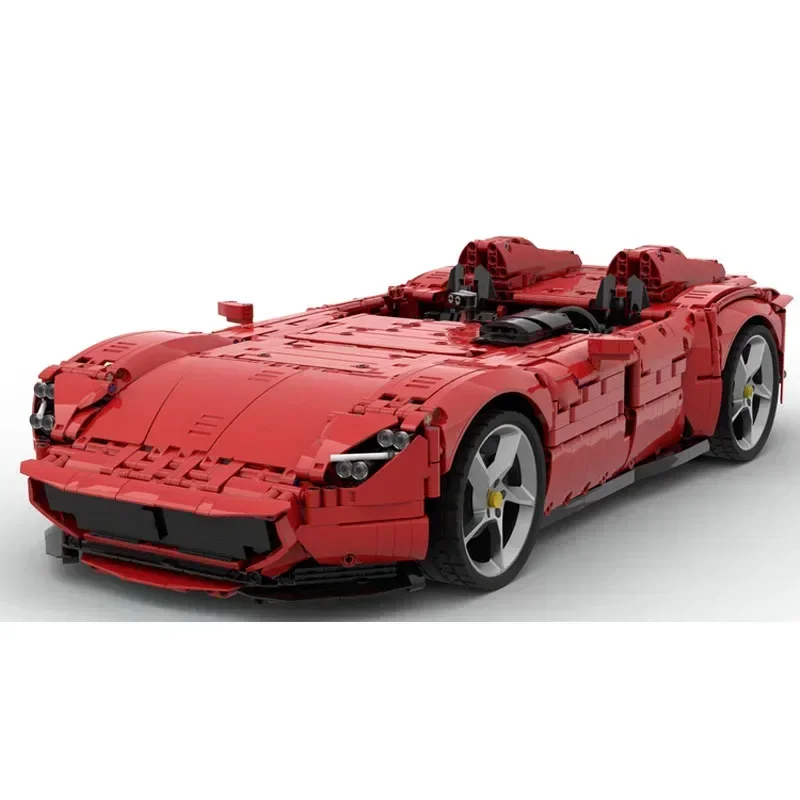 MOC- 160768   Roter neuer Supercar 1:8 Montage Spleißen Baustein Modell 3587 Baustein Teile Kinder Geburtstag Spielzeug Geschenk