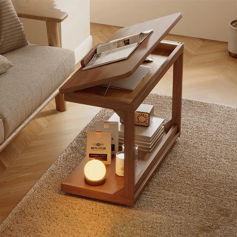 Solid Wood Mobile Flip Sofa Storage Console Table for Home Study Bedside or Office Use Several Corner Tea Tables