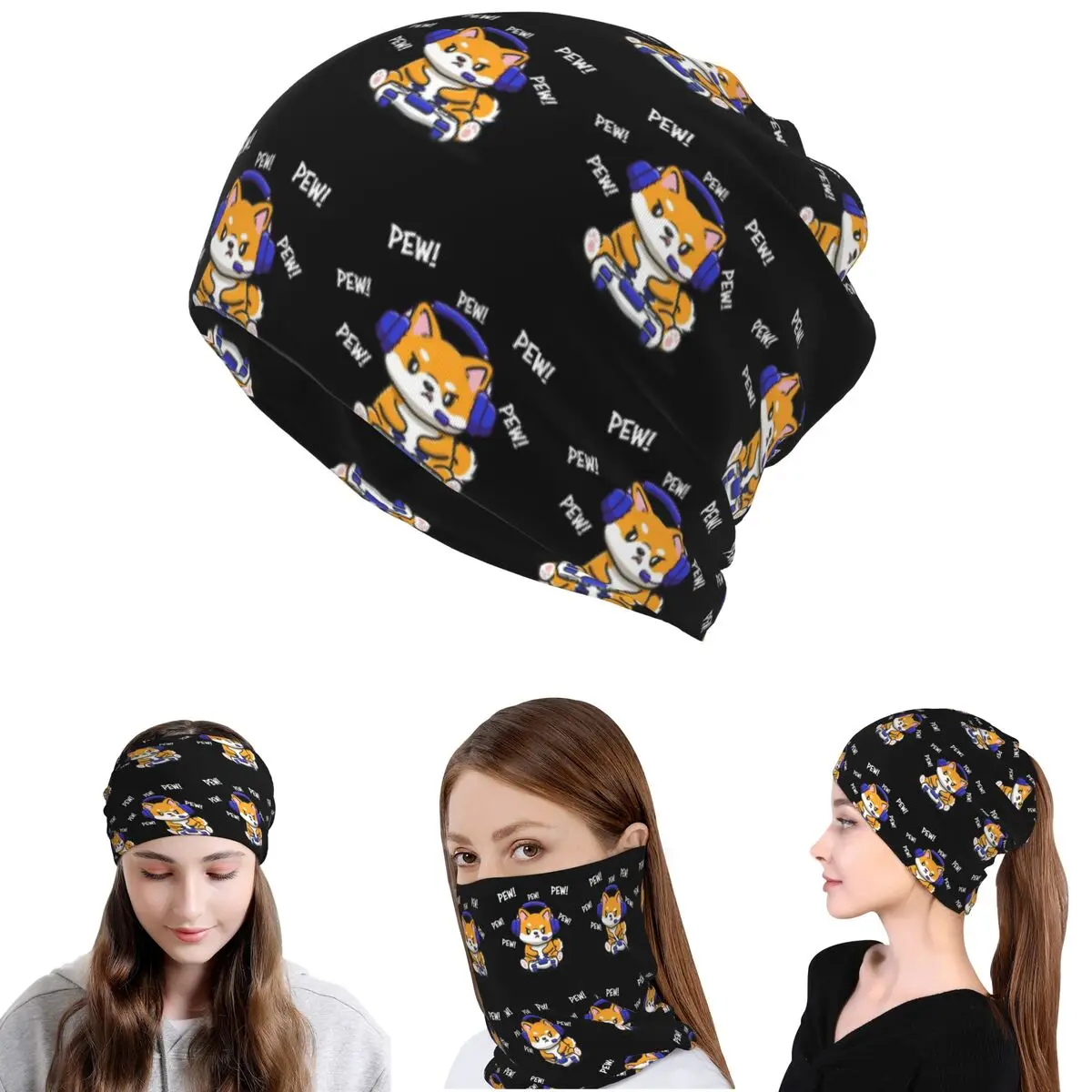 

Shiba Inu Bandana Neck Cover Mask Scarf Warm Headwear Beanies Hat Unisex Adult Windproof
