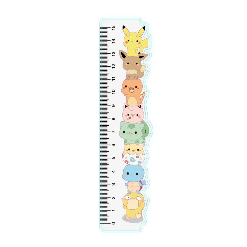 15cm Pokemon Pikachu Cartoon Ruler for Student Cute Animation Children\'s Ruler Drawing Measurement Tools School Supplies Office