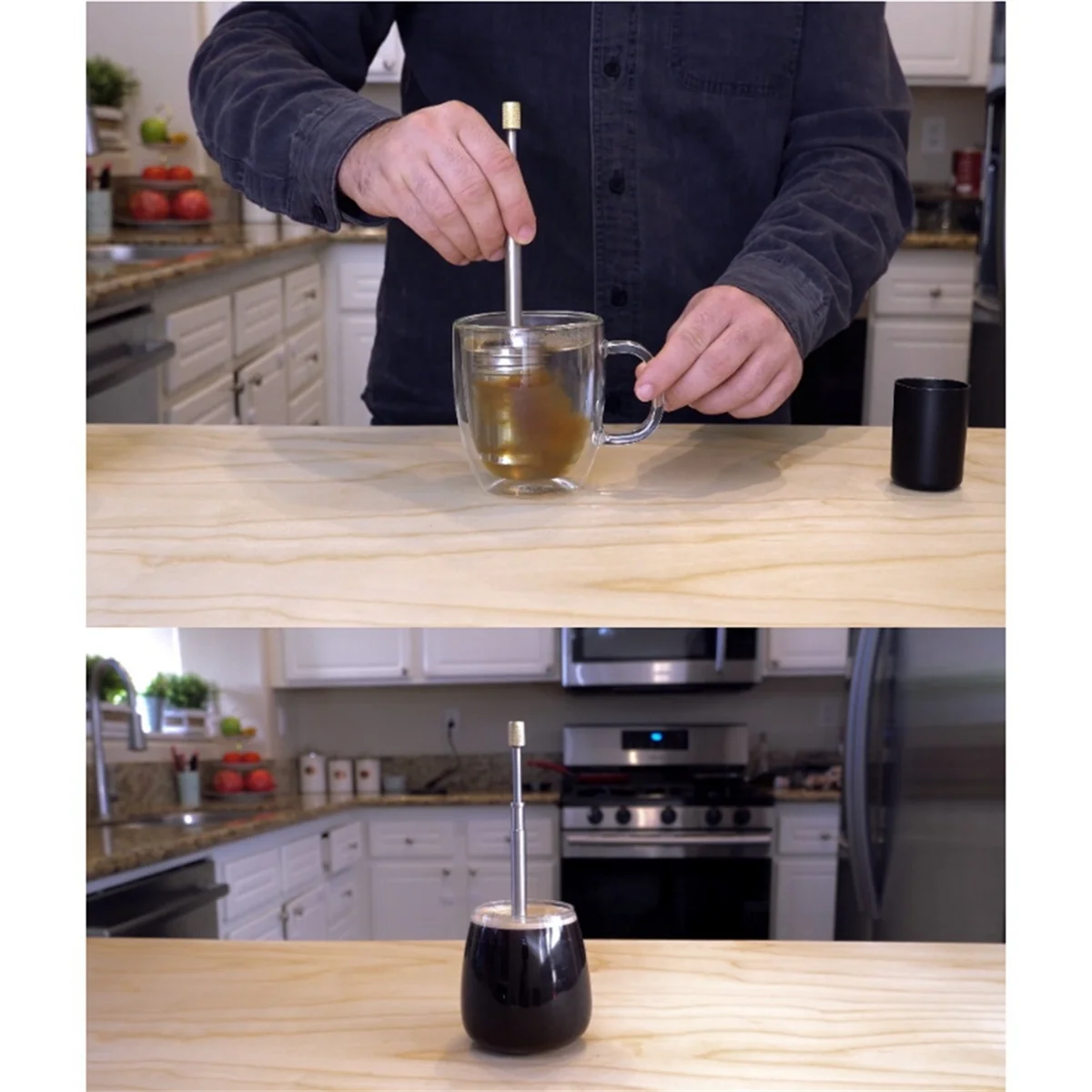 Portable French Coffee and Tea Final Press Maker Coffee Filter Reusable Full Bodied Coffee Press Maker for Trips Camping