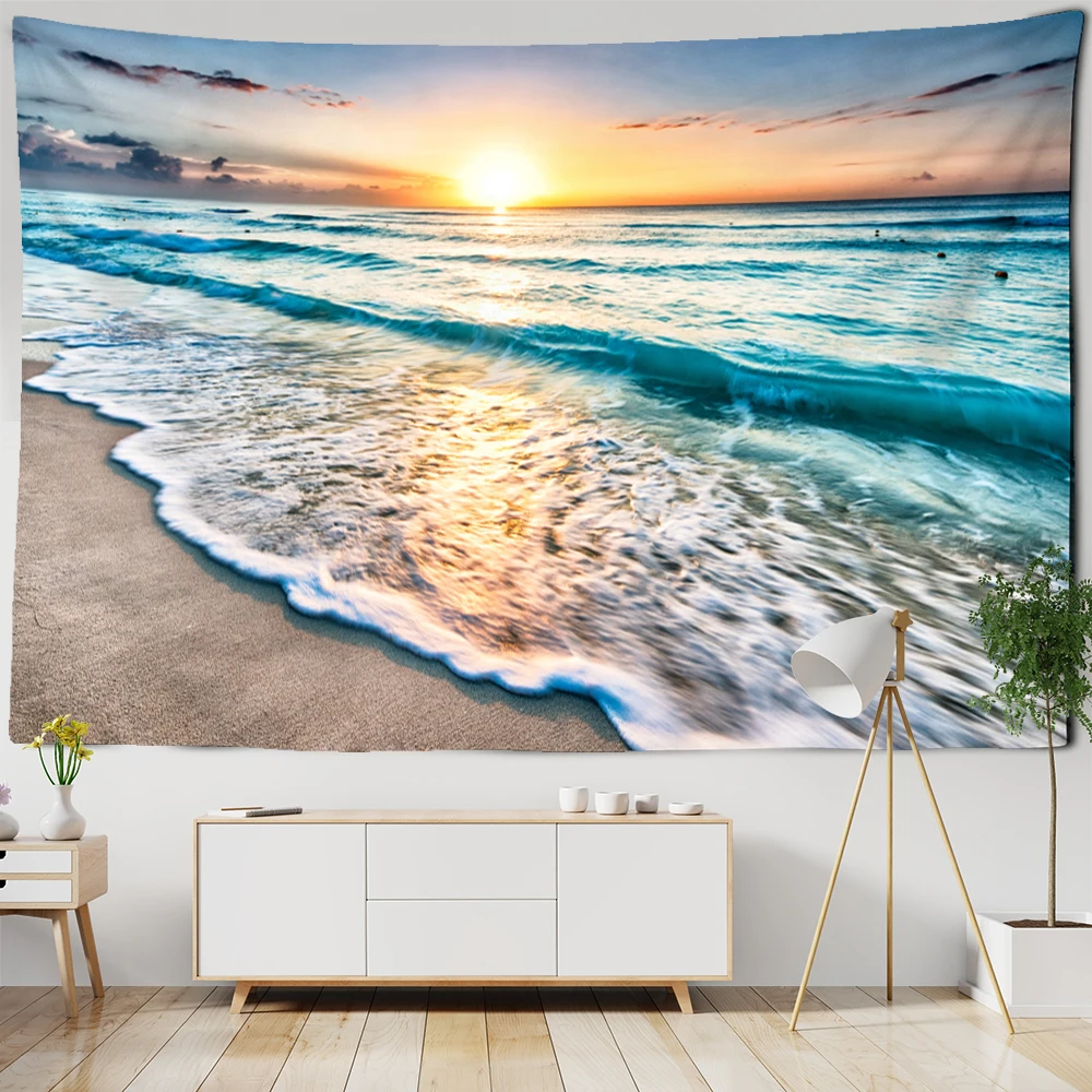 Sea View Castle Seagull Tapestry Wall Hanging Simple Modern Home Bohemian Hippie Art Aesthetics Room Decor