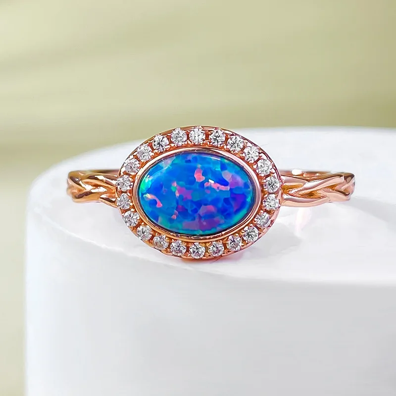 New 925 sterling silver plated rose gold inlaid with one carat Australian blue purple ring, a hot selling accessory for women