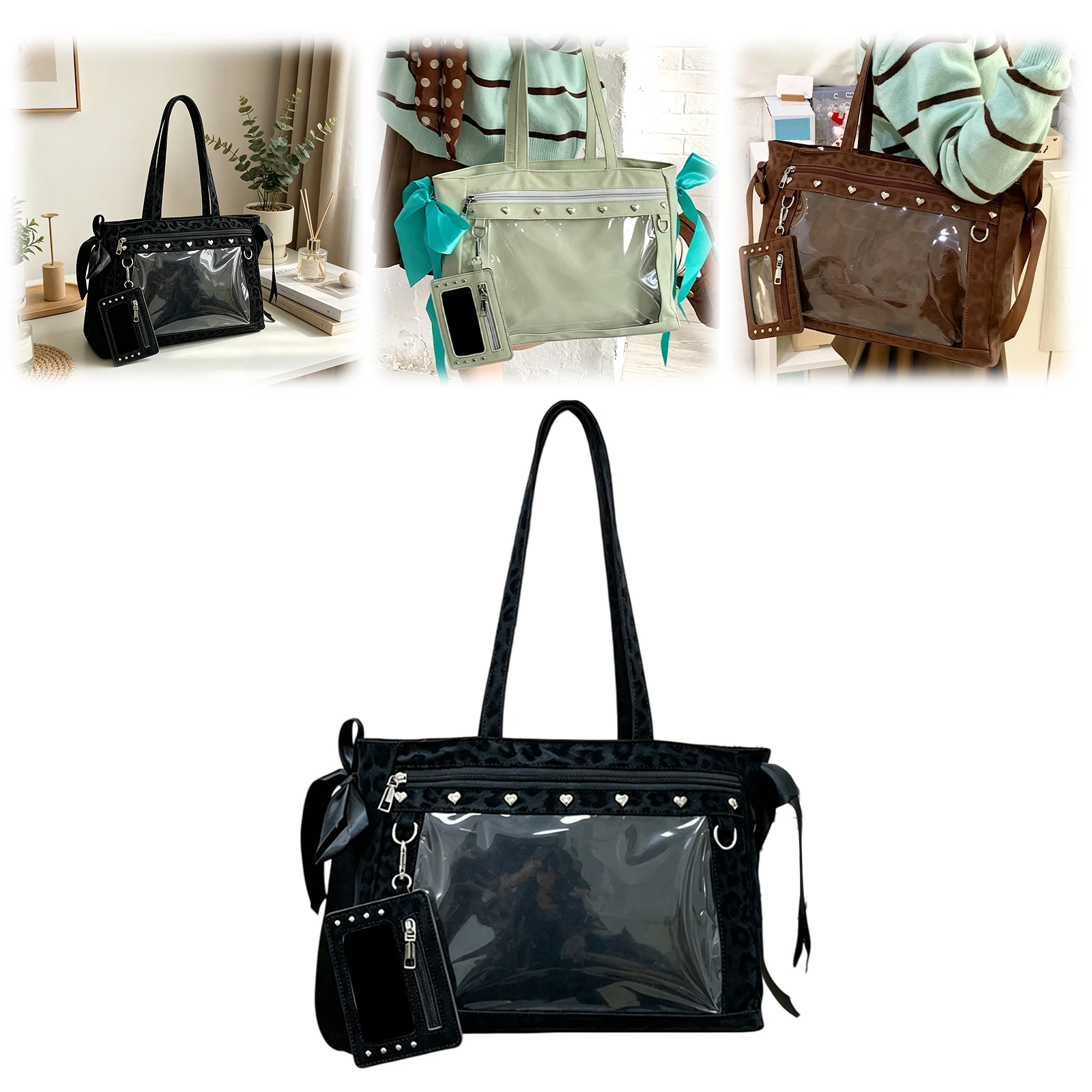 Leather Work Handbags For Women - Women PU Leather Leopard Pattern Shoulder