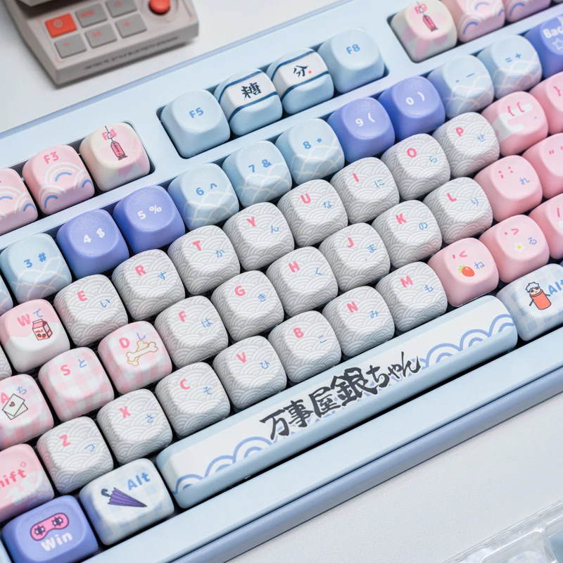Cute Japanese Anime PBT Keycaps,135 Keys MOA Profile Custom Double Shot Key Caps Set For MX Mechanical Keyboards 60% 75% 100%