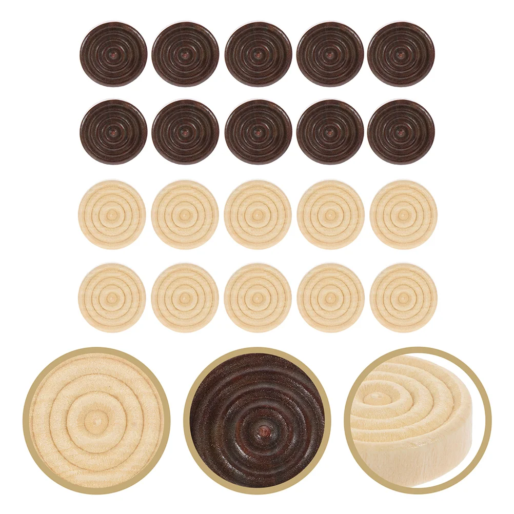 96 Pcs Chess Accessories Backgammon Chessman Round Desktop Wood Game Wooden Toy Travel