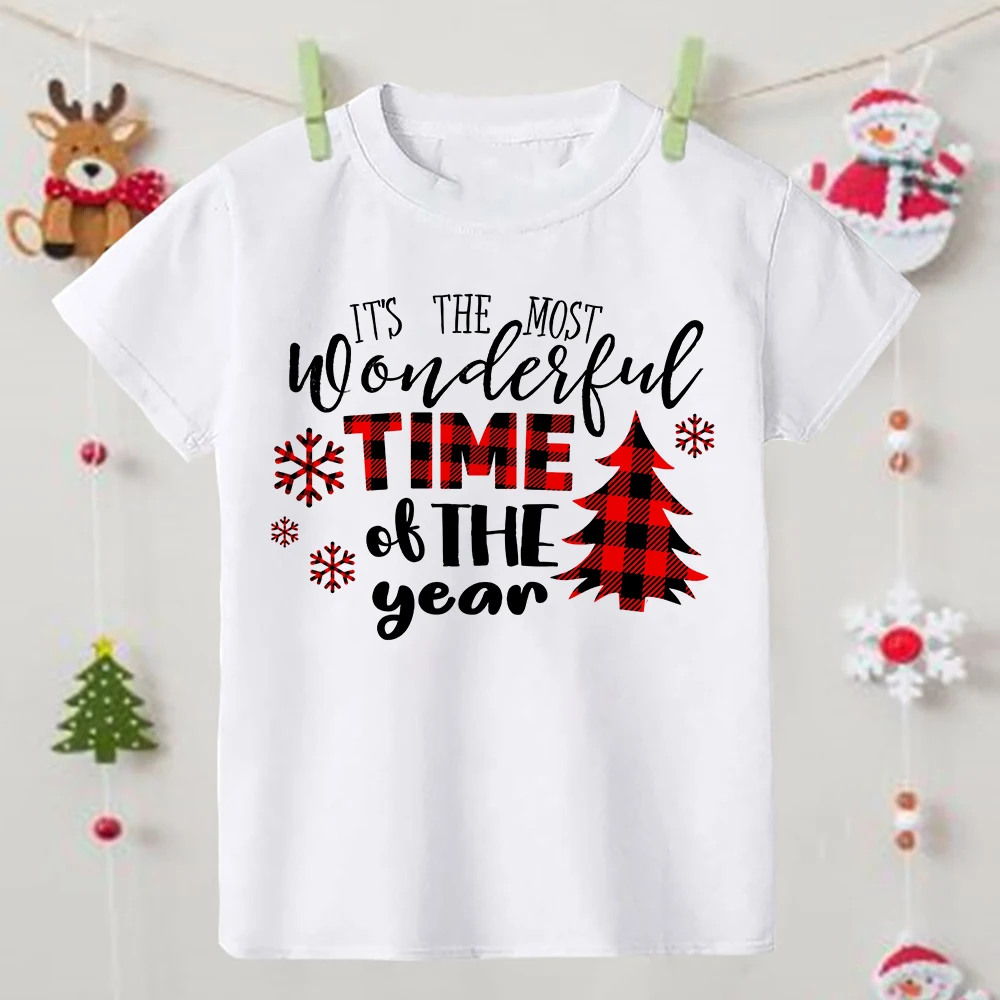 Christmas Family Matching Outfit T-shirt Xmas Party Gift It\'s The Most Wonderful Time of The Year Print Cute T Shirt Family Look