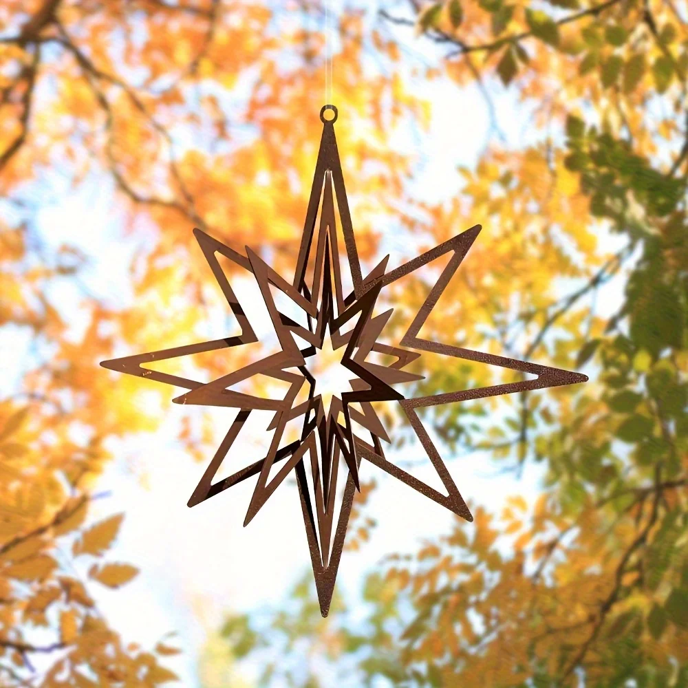 Natural Rustic Lucky Star Decorative Weathervane - 25.02 cm Outdoor Garden Decor, Suitable for Courtyard, Patio, Window