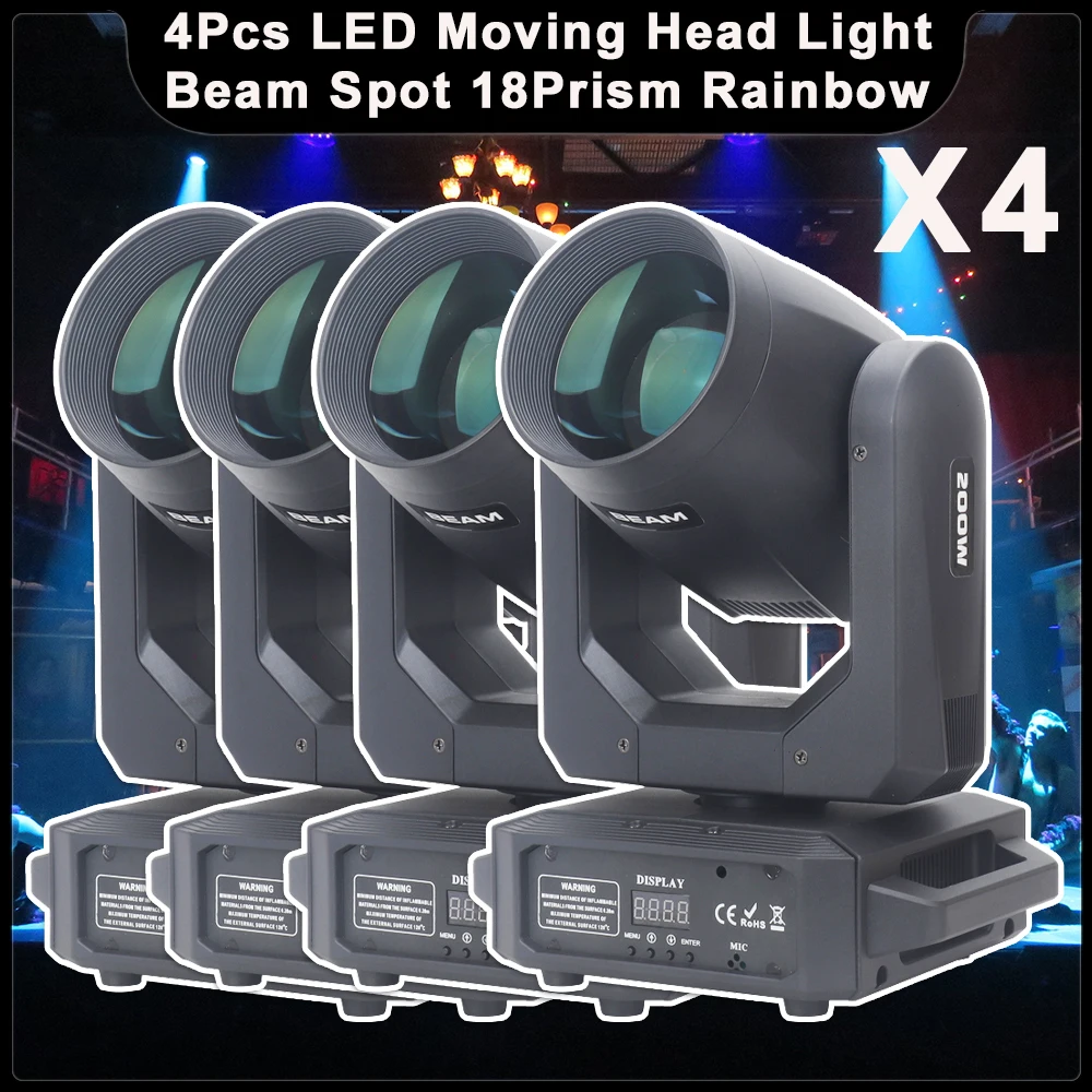 feixe de led moving head light 18 prisma efeito rainbow dmx512 dj disco party club bar lampada efeito satge 200w pcs por lote 01