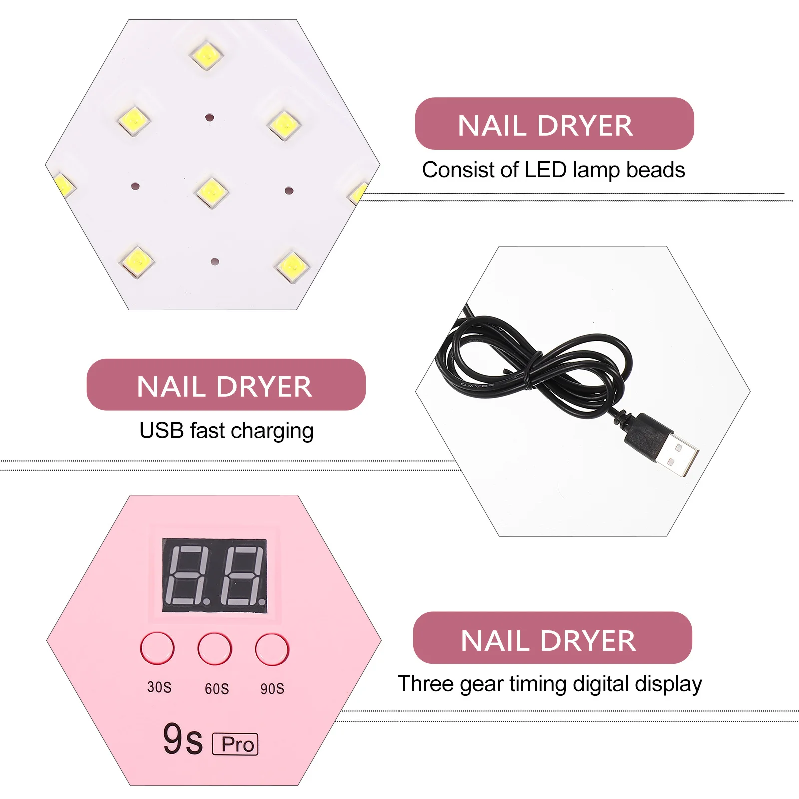 

LED Professional Nail Phototherapy Lamp Large Screen Display Double Light Source Quick Drying Nail Art Tool Manicure