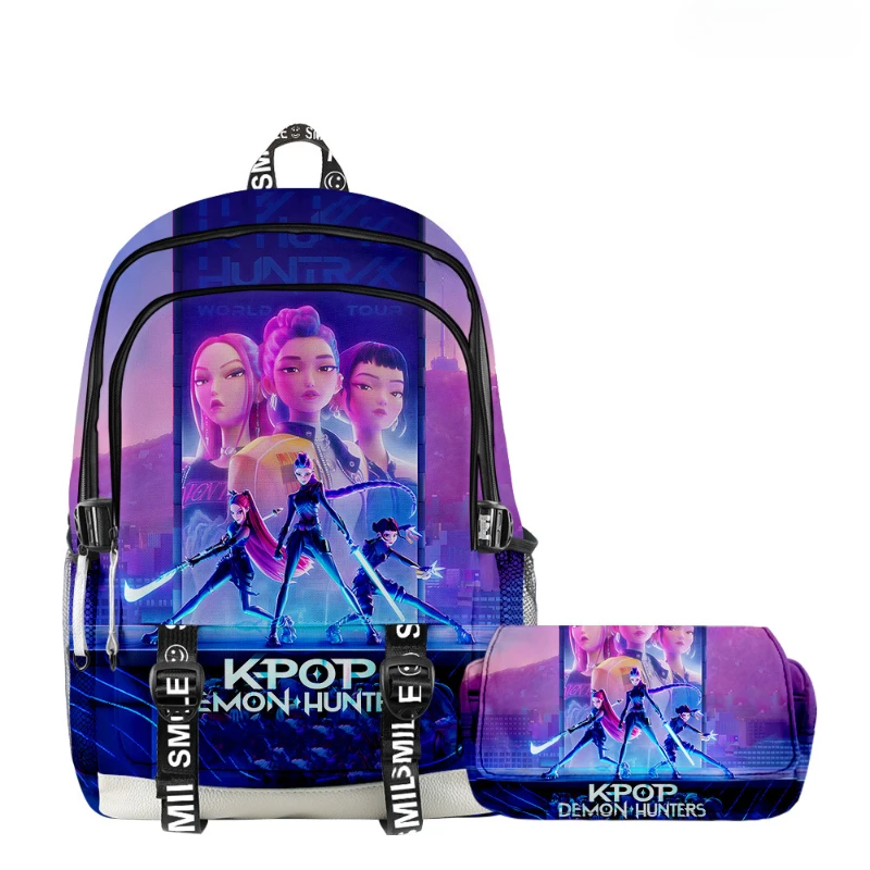 

Набор из 2 предметов Kpops Demons Hunters, рюкзак-карандаш, дорожная сумка в стиле аниме для мальчиков и девочек, набор рюкзаков с героями мультфильмов, водонепроницаемая школьная сумка для подростков