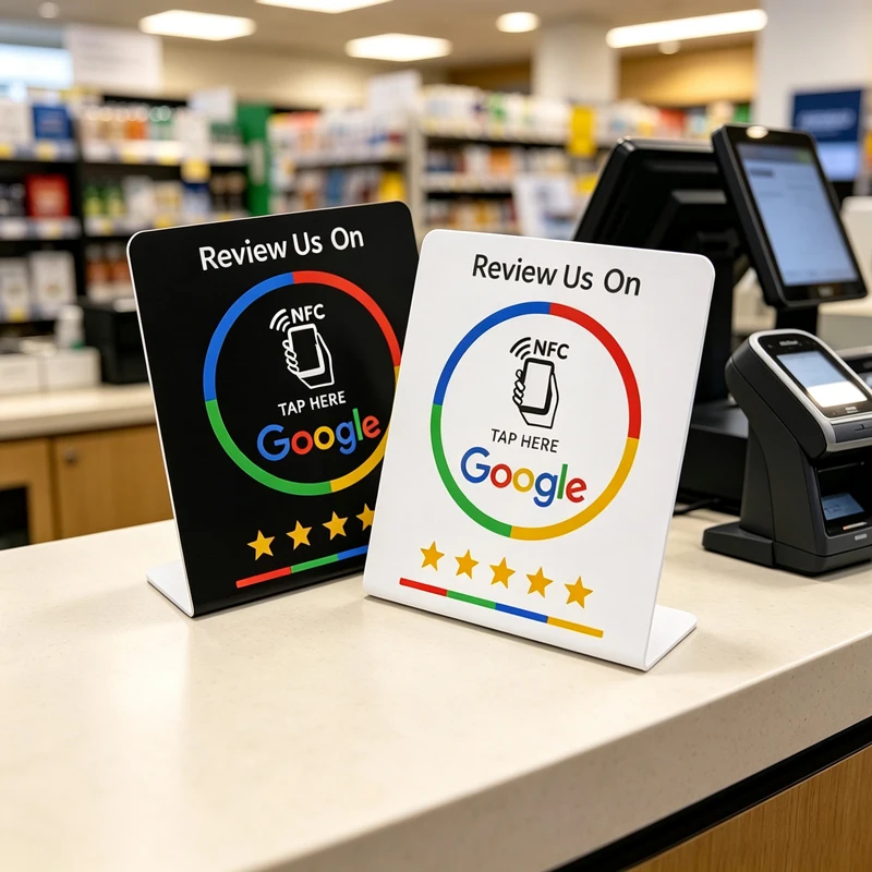 13.56MHz Programmable NFC Google Review Table Stand Bending Display Standing Brand Bracket for Business Customer Feedback
