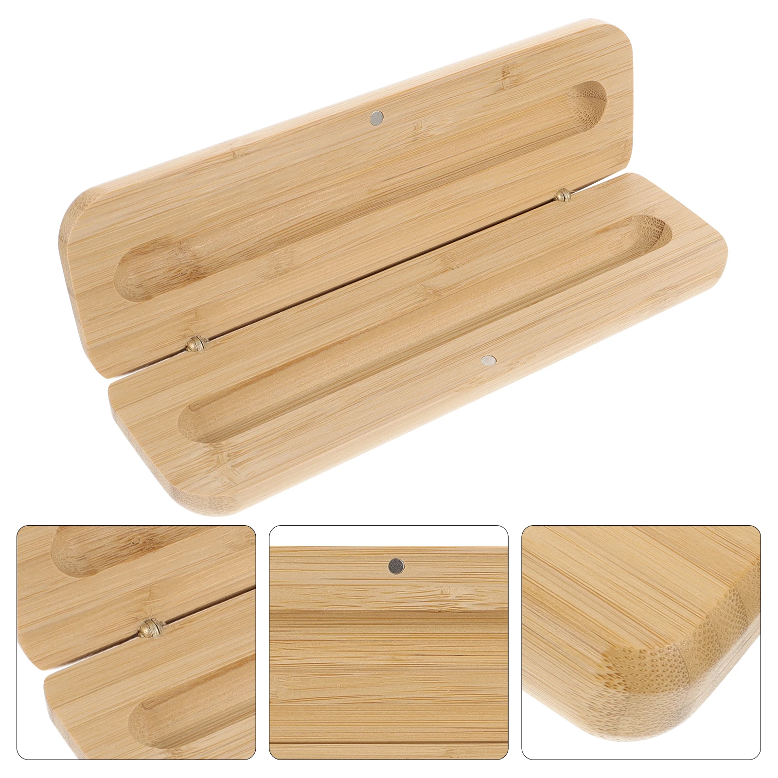 

1Pcs Pen Case Wooden Stationery Box Natural Design Smooth Sealing Handy Carry for School Office Tool Storage Organizer