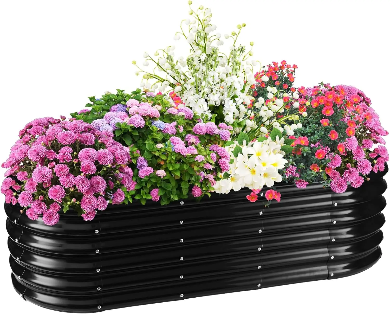 

17" Tall Oval Metal Raised Garden Bed - 5x2ft Durable Planter for Vegetables Flowers Patio Outdoor