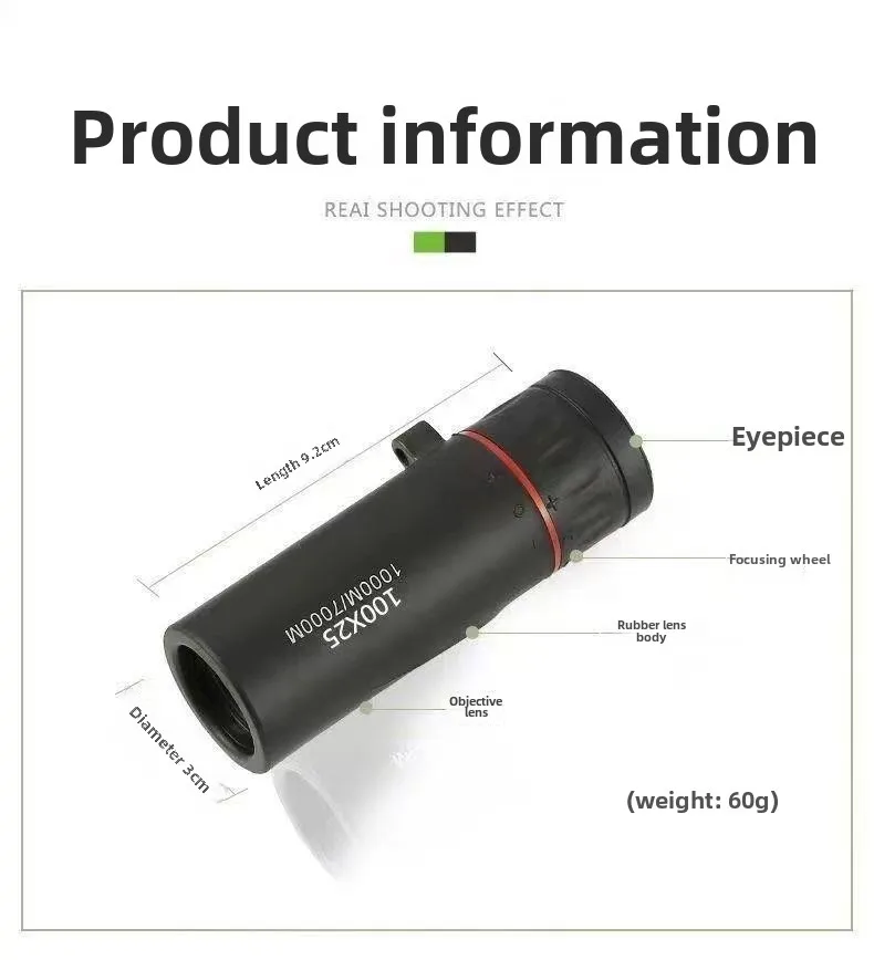 Black technology telescope non-infrared through the wall clear night vision sniper mobile phone single tube day and night profes