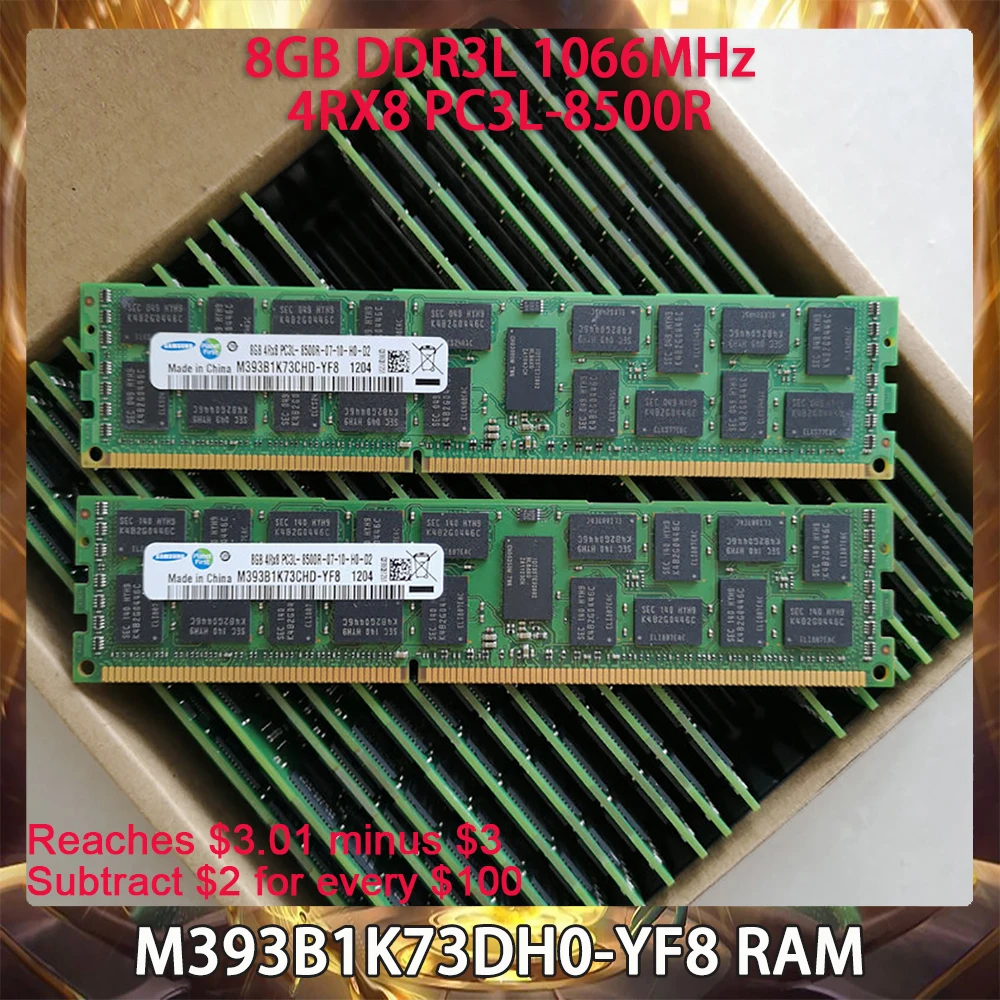 M393B1K73DH0-YF8 RAM For Samsung 8GB DDR3L 1066MHz 4RX8 PC3L-8500R Server Memory Works Perfectly Fast Ship High Quality