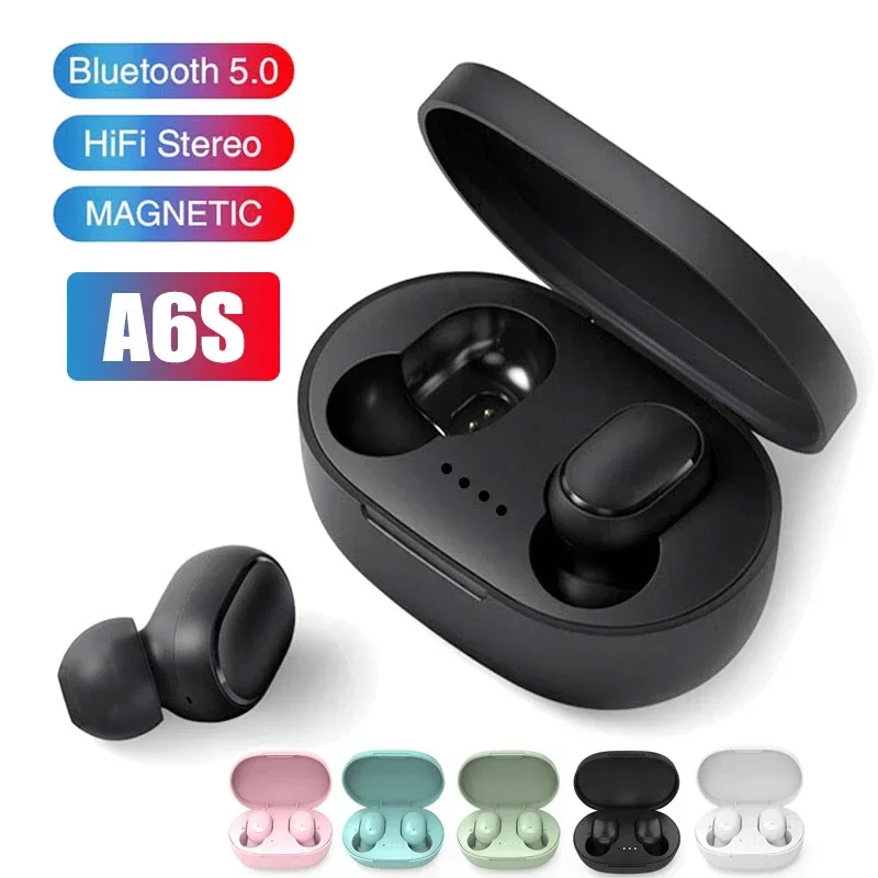 Original A6S TWS Wireless Bluetooth Headset 5.0 Earphone Bluetooth Sport Inear Earbuds Headset with Mic for Xiaomi Iphone Lenovo