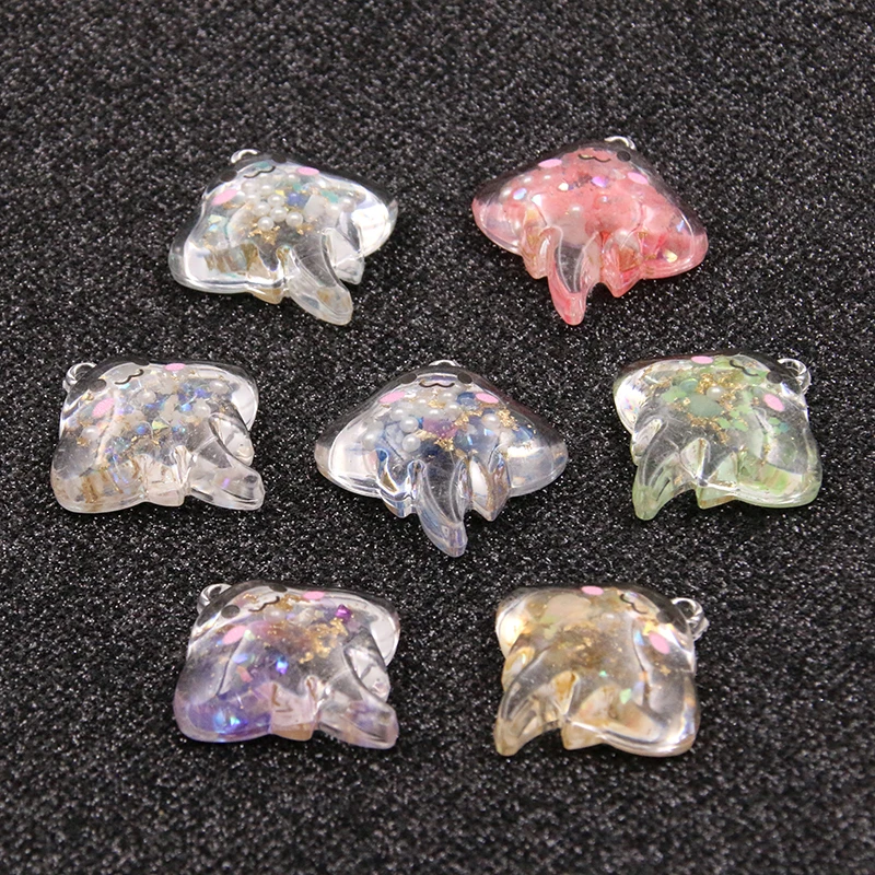 10Pcs 29x31MM 6 Color Animals Octopus Beach Charms For Jewelry Making Crafts Marine Organism Pendants Flat DIY Earring Keychain