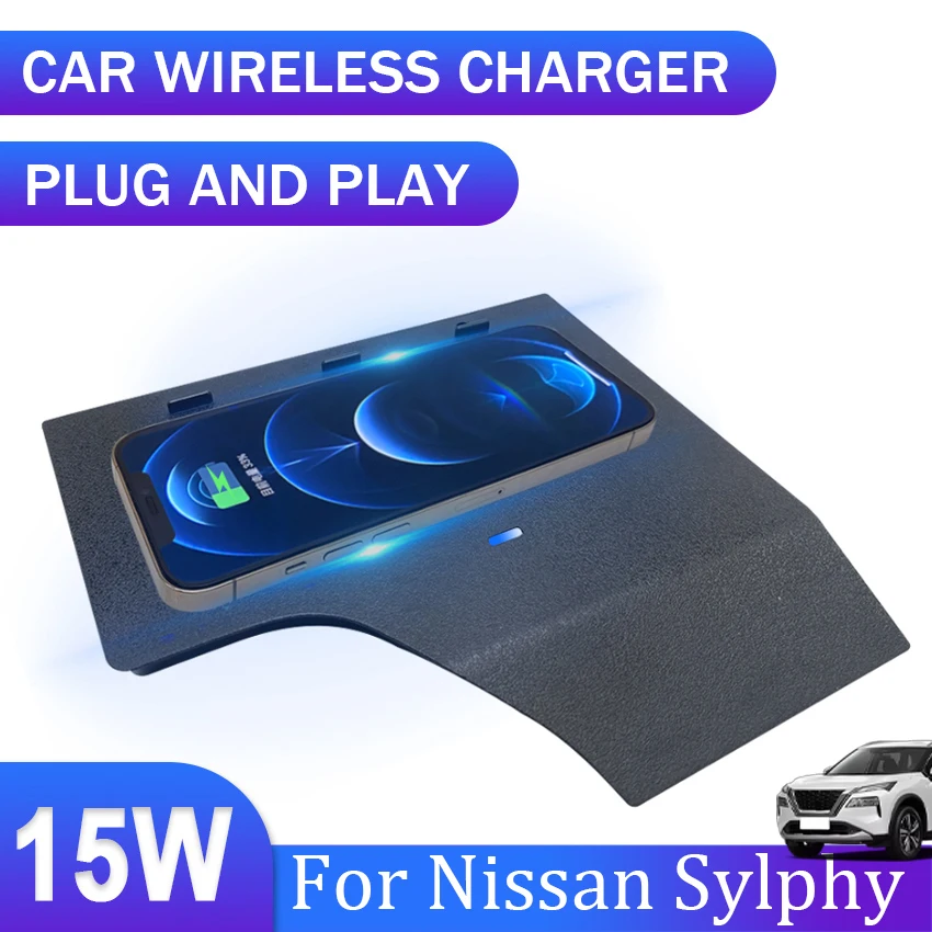 15W Special Car QI Wireless Charger For Nissan Sylphy 2020 2021 2022 wireless phone charger charging phone holder accessories