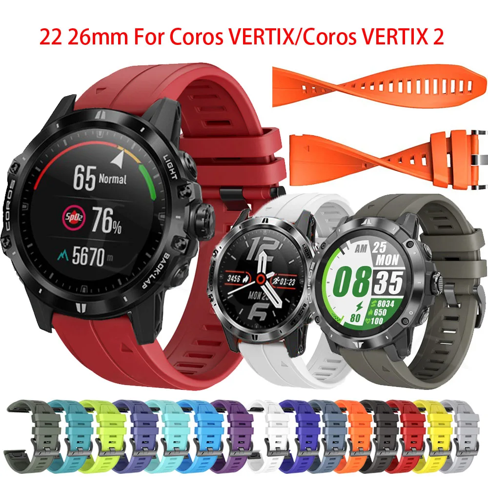 

Ремешок для умных часов 22 26 мм для Coros VERTIX2 Vertix 2, силиконовый, быстрый, легко подходит для Garmin Fenix 7 7X, браслет-браслет