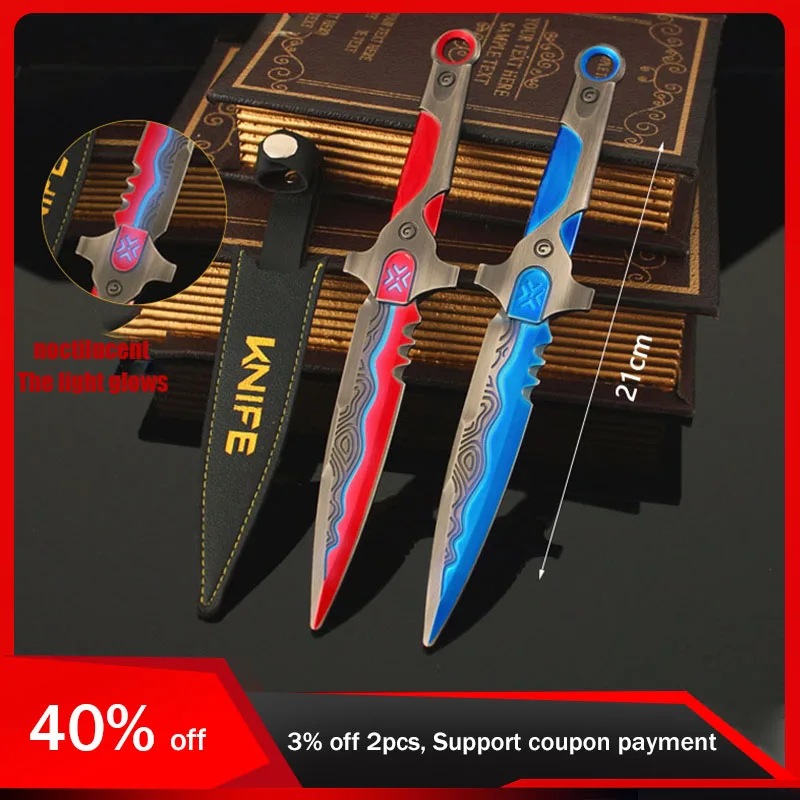 

21cm Valorant Noctilucent Version Blade of Mercy Glowing Toys Metal Tactical Knife Toy Sword Model Safety: Unedged Boys Gifts