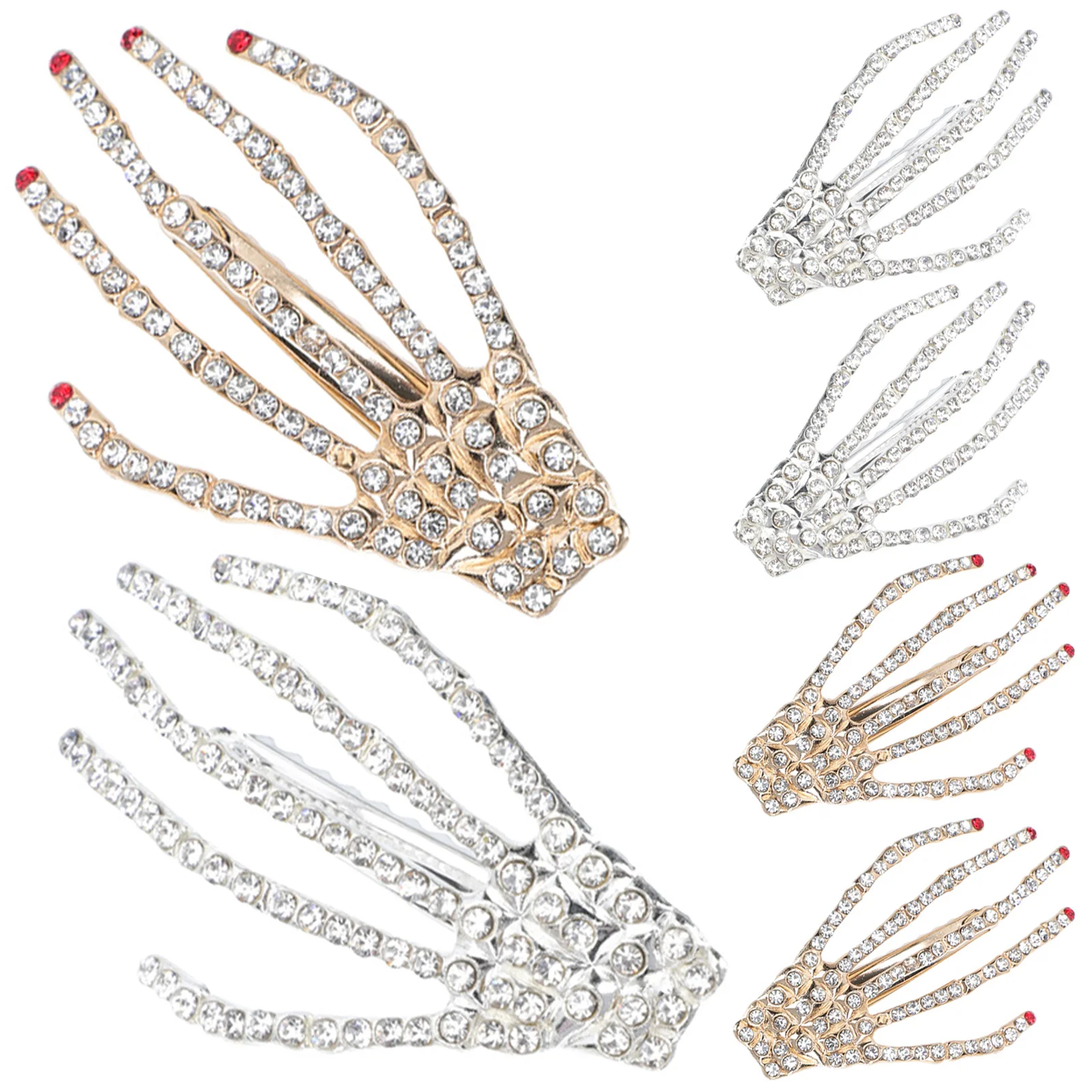 

6pcs Ghost Claw Hairpin Rhinestone Hand Headdress Halloween Party Accessories Clip for Hair Hat Clothes