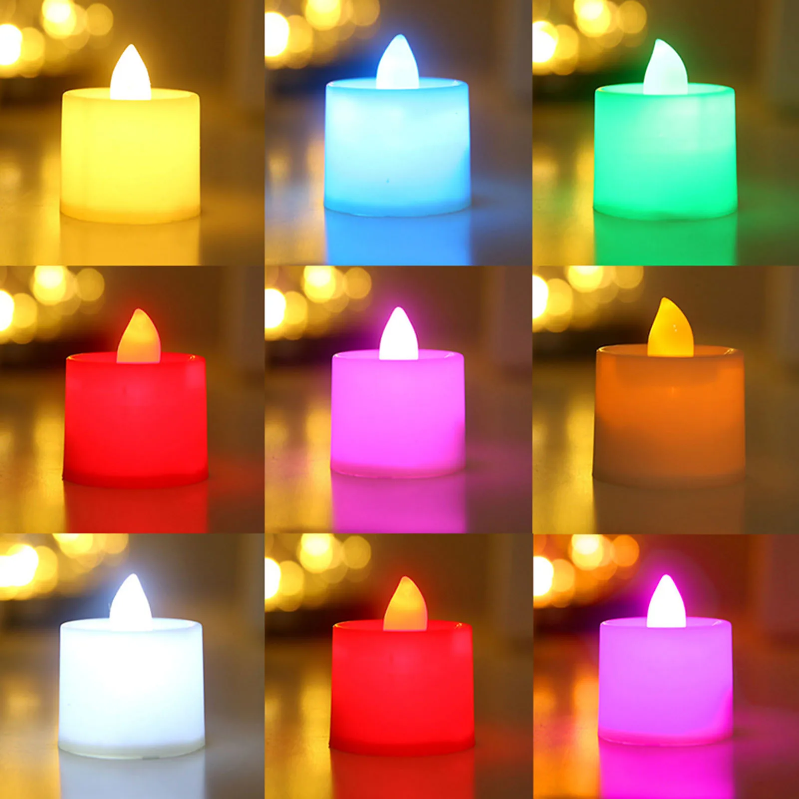 1pcs Led Flickering Flameless Candles Colorful Battery Operated Tealight Wedding Birthday Party Home Decoration Lights