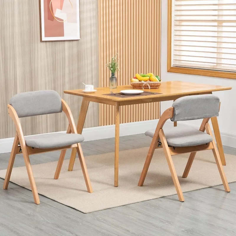 Cushion Padded Folding Chiars 4 Pack - Wooden Folding Dining Chairs