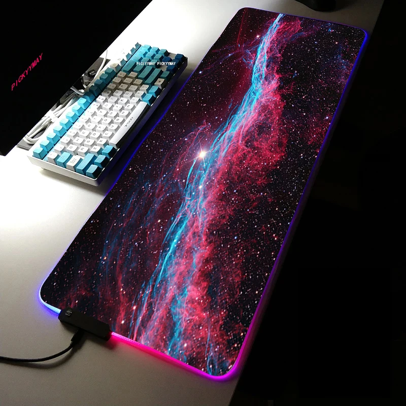 Space Gaming RGB Mouse Pad Large Home Mousepad Gamer Office Universe XXL LED Mouse Mat Desk Keyboard Pad XXXl Mouse Pads DOTA