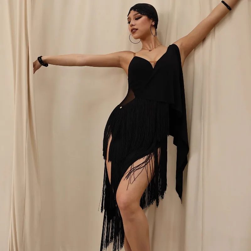 Aangepaste Latin Dans Jurk Vrouwelijke Volwassen Oefenkleding Cowboy Samba Stierenvechten Naast Rumba Dans Pak Jarretelrokje