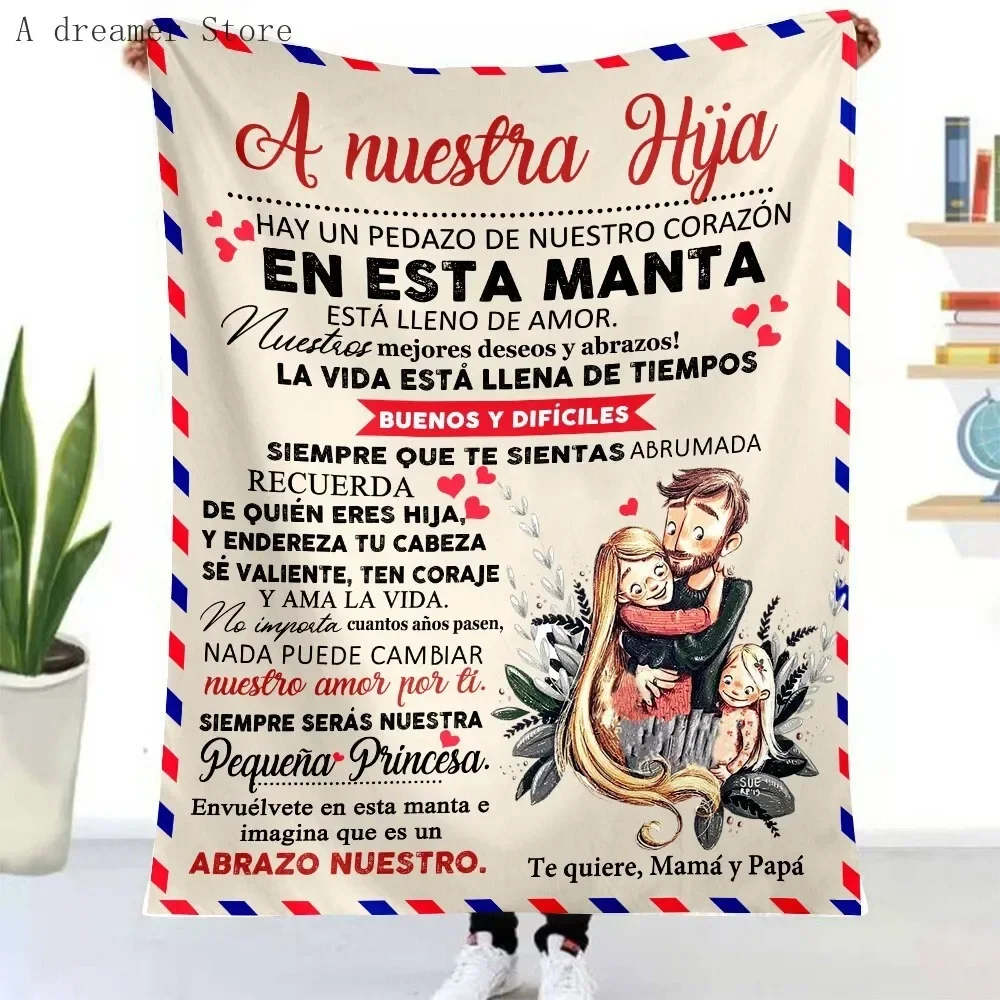 Spanisch an meine Tochter Sohn Decke weiche Flanelldecke für Sofa Bettbezug Express Love Message Decke Geburtstag Weihnachtsgeschenk – Detail 2