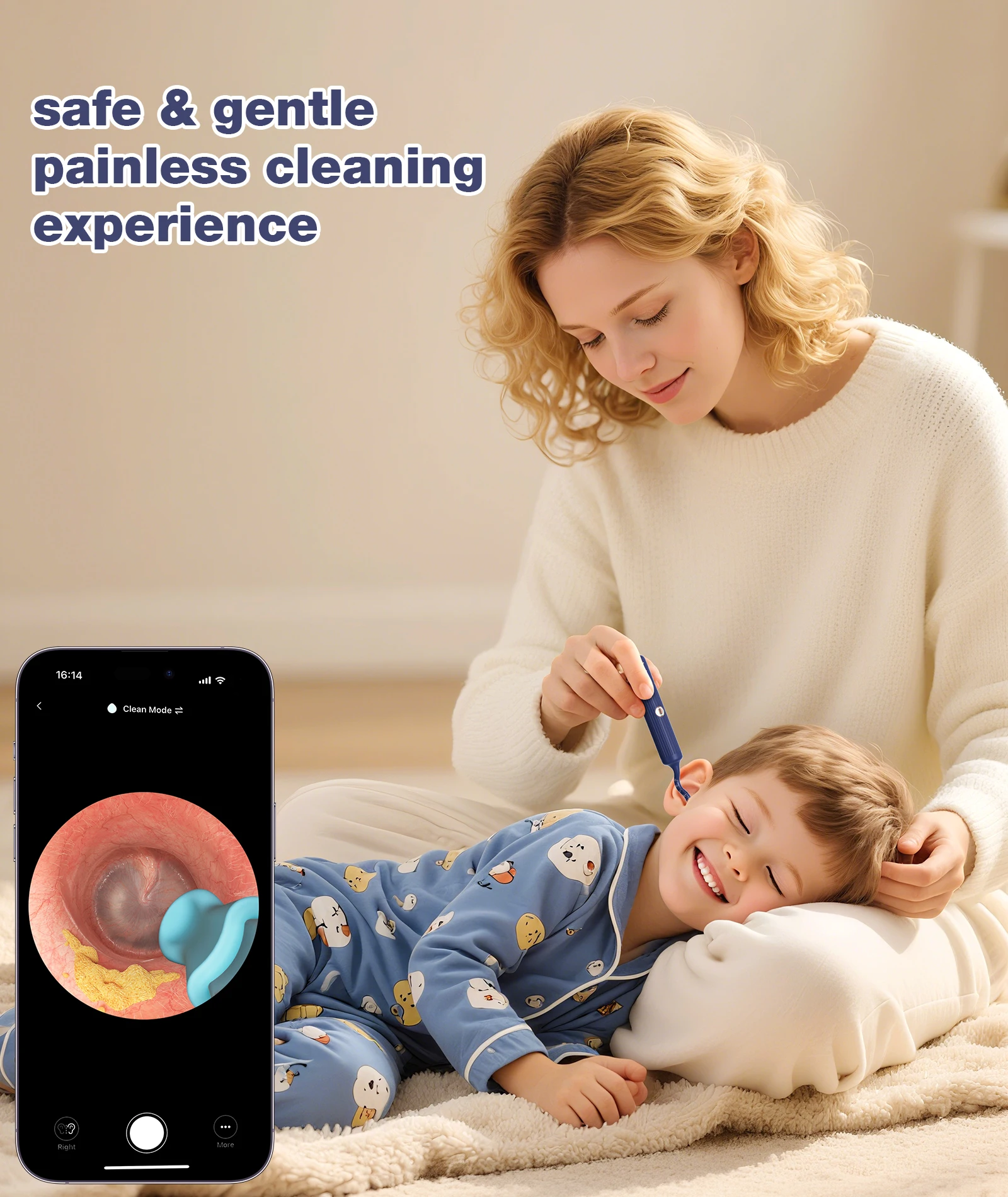 Nettoyeur de cire d'oreille visuel intelligent 4 en 1, avec caméra, Endoscope HD, outil d'otoscope de nettoyage visuel multifonctionnel des oreilles, comprend un stockage