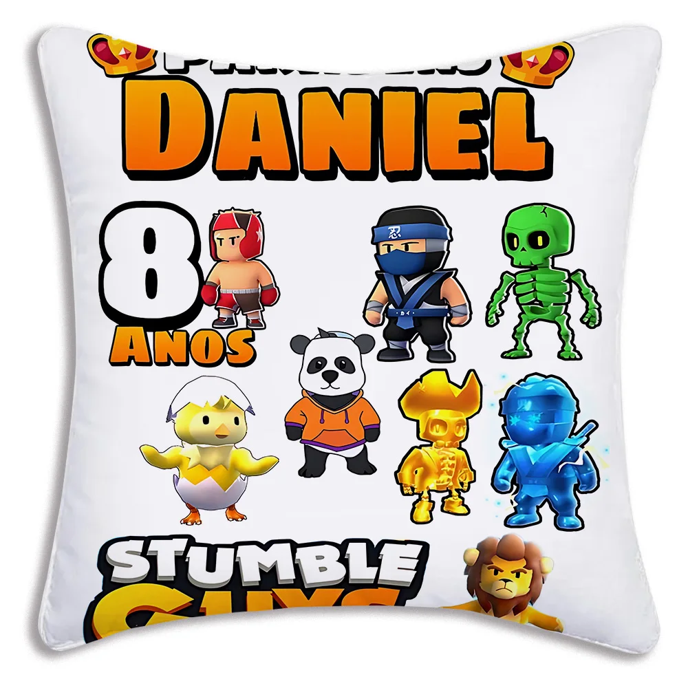 Pillow Covers Game HOT S-Stumble guys Cartoon Sofa Decorative Home Double-sided Printing Short Plush Cute Cushion Cover