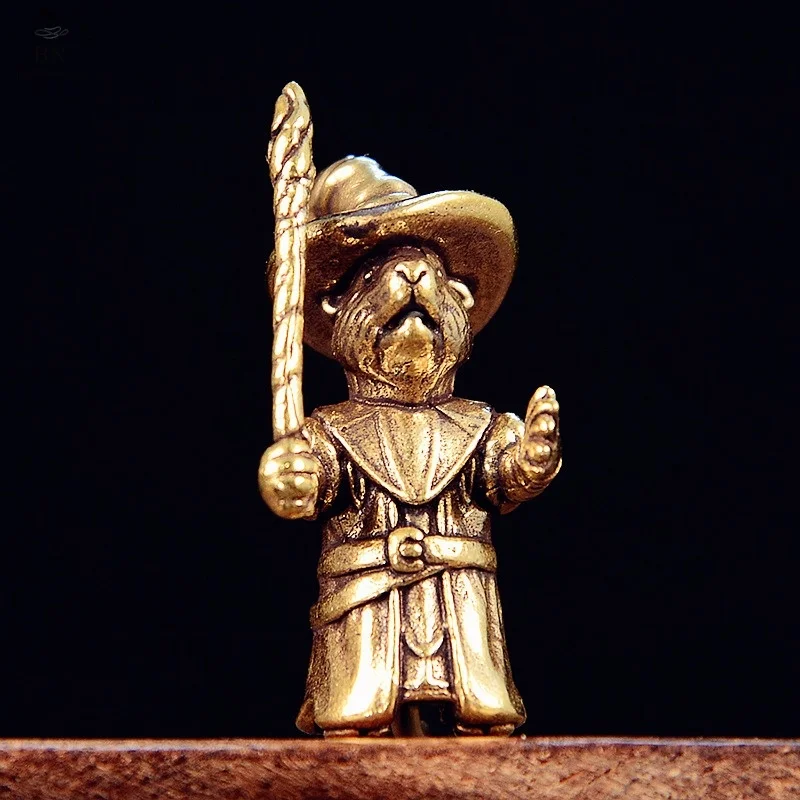 Copper Magician-Rat Figurines Ornaments Handmade Brass Animal Crafts Tea Table Pet Home Decor Accessories Desk Decorations