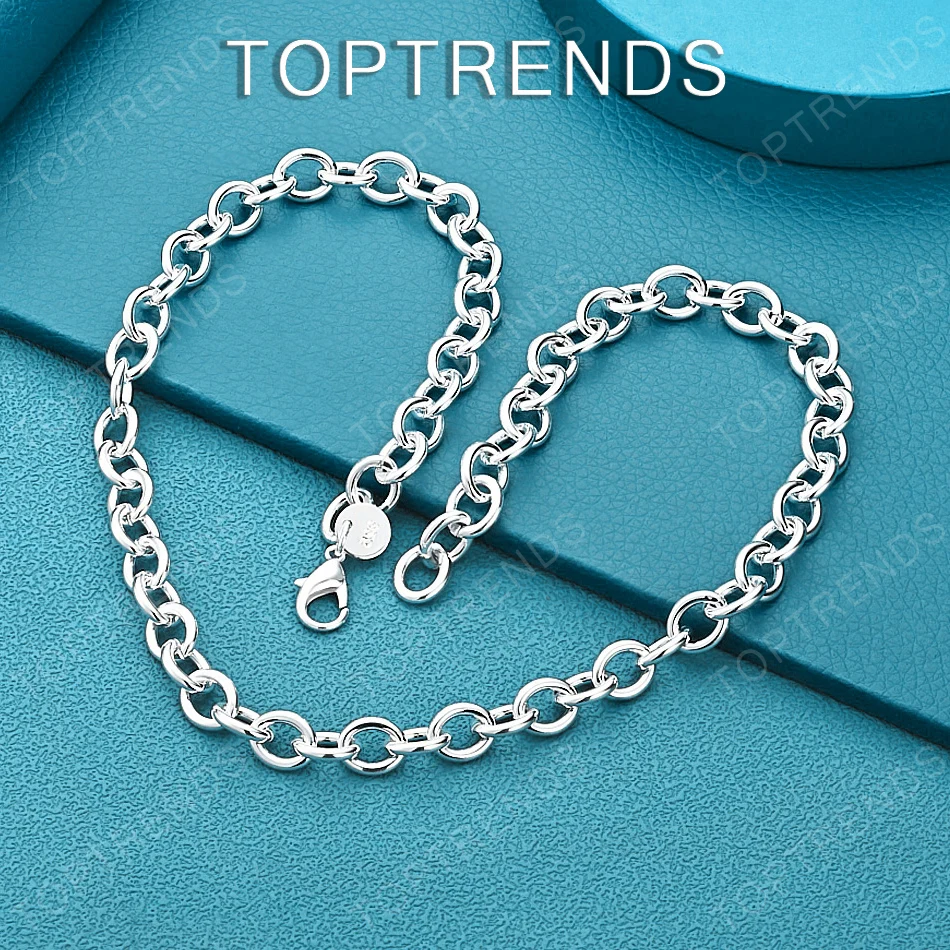 

45cm 18 Inches 925 Sterling Silver Simple Side Chain Necklace For Men Women Birthday Party Fashion Trendy Jewelry Accessories