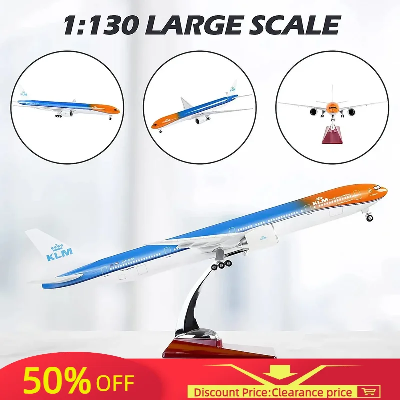 

New 1:130 Scale Large Model Airplane Holland KLM Boeing 777 Plane Models Diecast Airplanes with LED Light for Collection or Gift